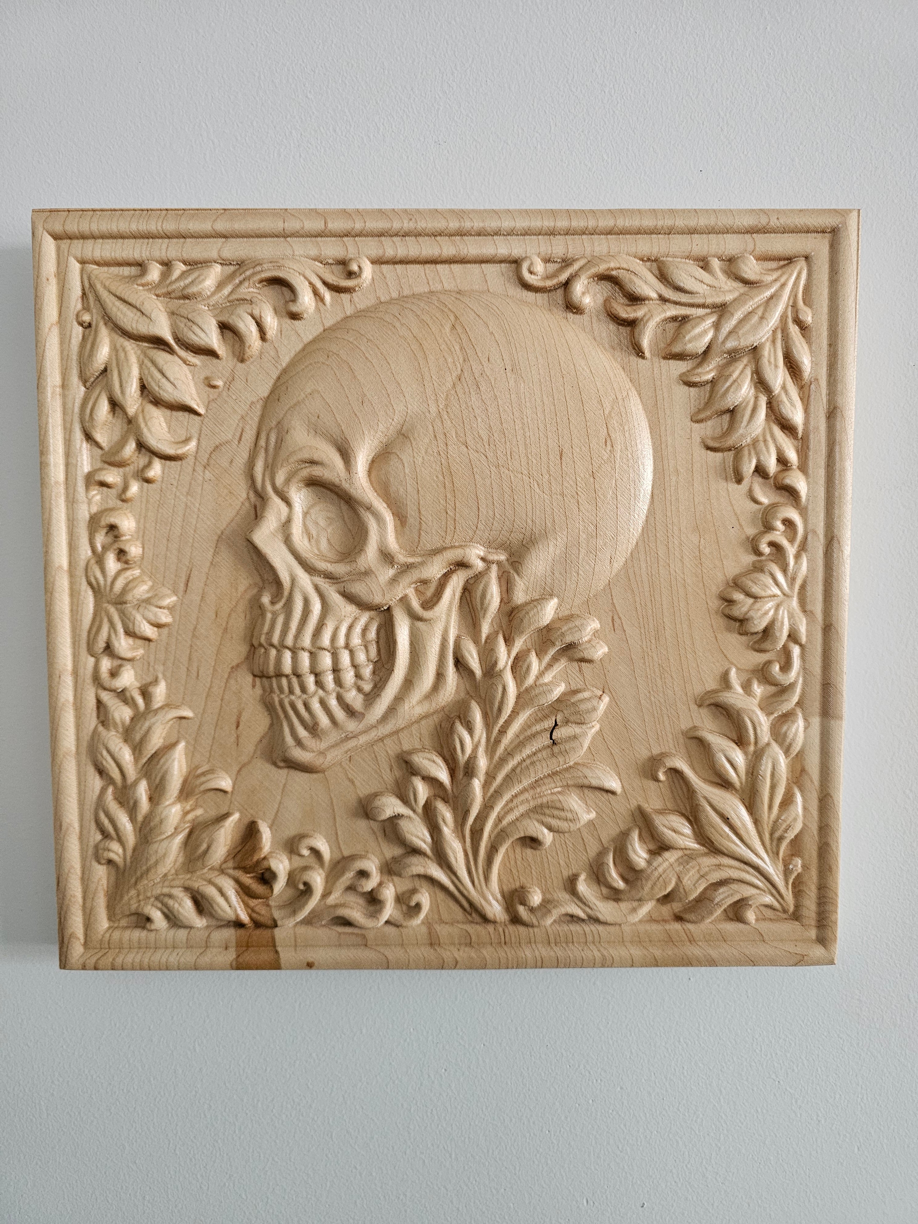 Skull & Botanicals Wood Wall Art