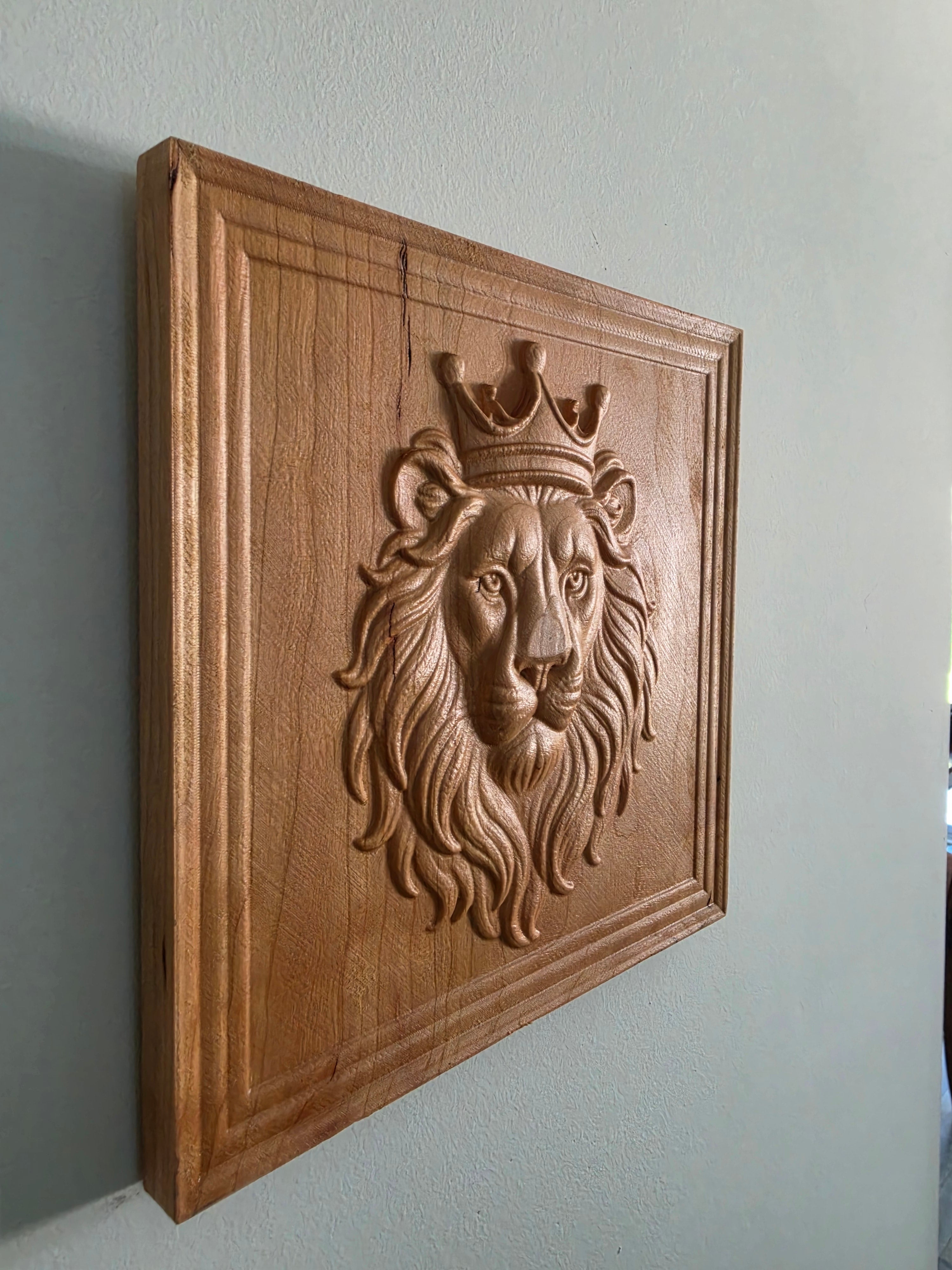 Crowned Lion King Portrait Wood Wall Art