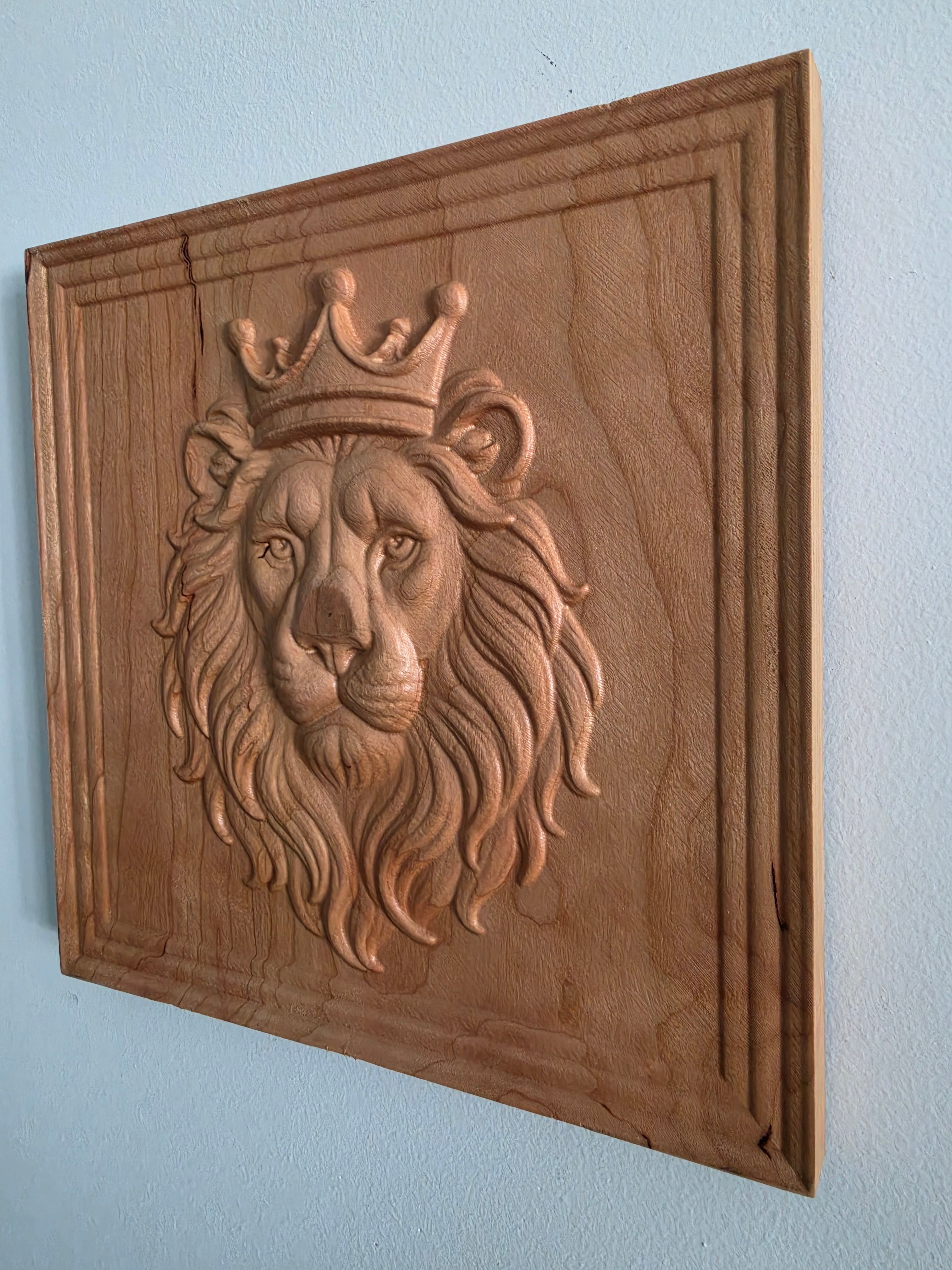 Crowned Lion King Portrait Wood Wall Art