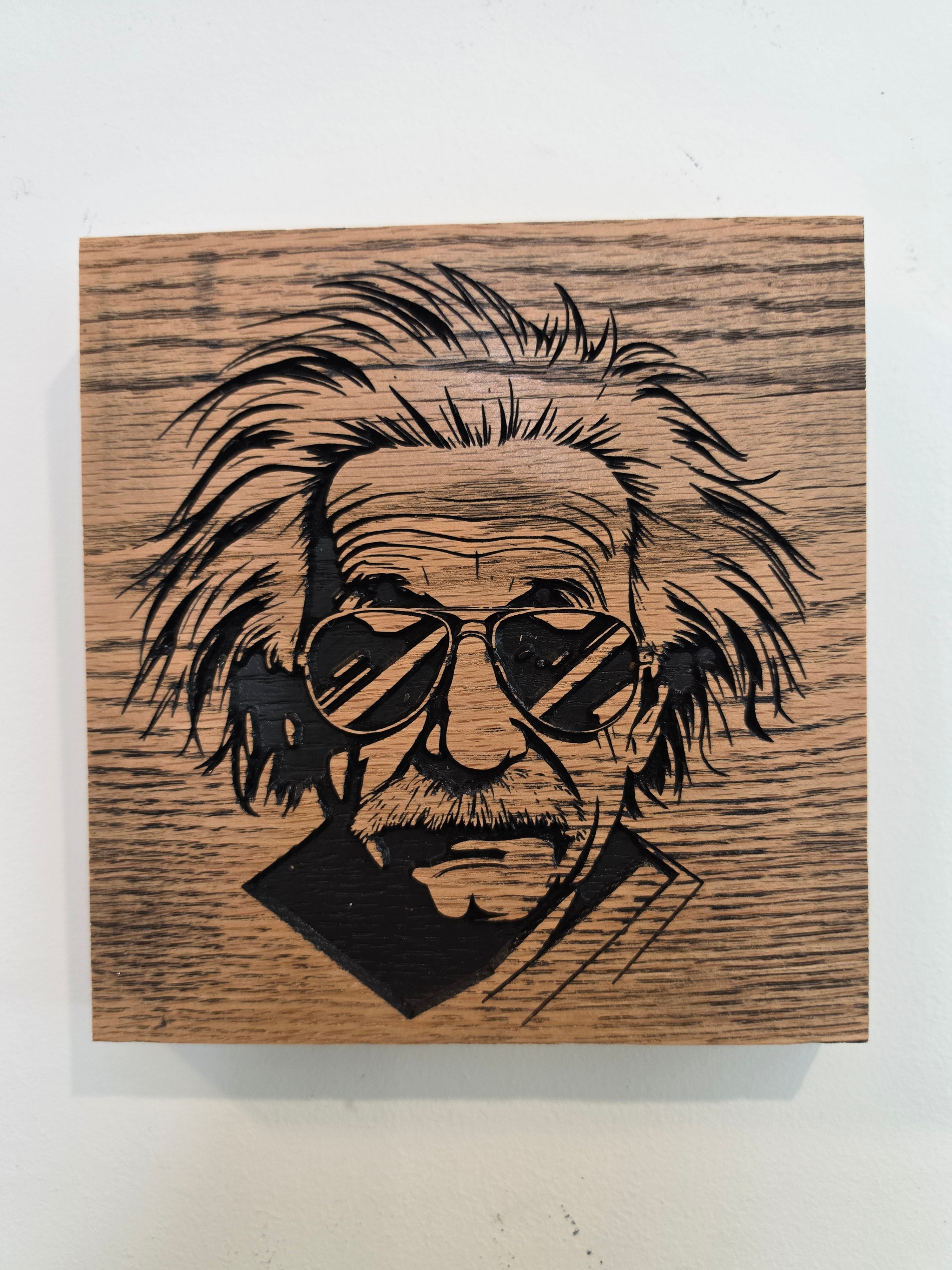Cool Einstein Wood Wall Art — Red Oak