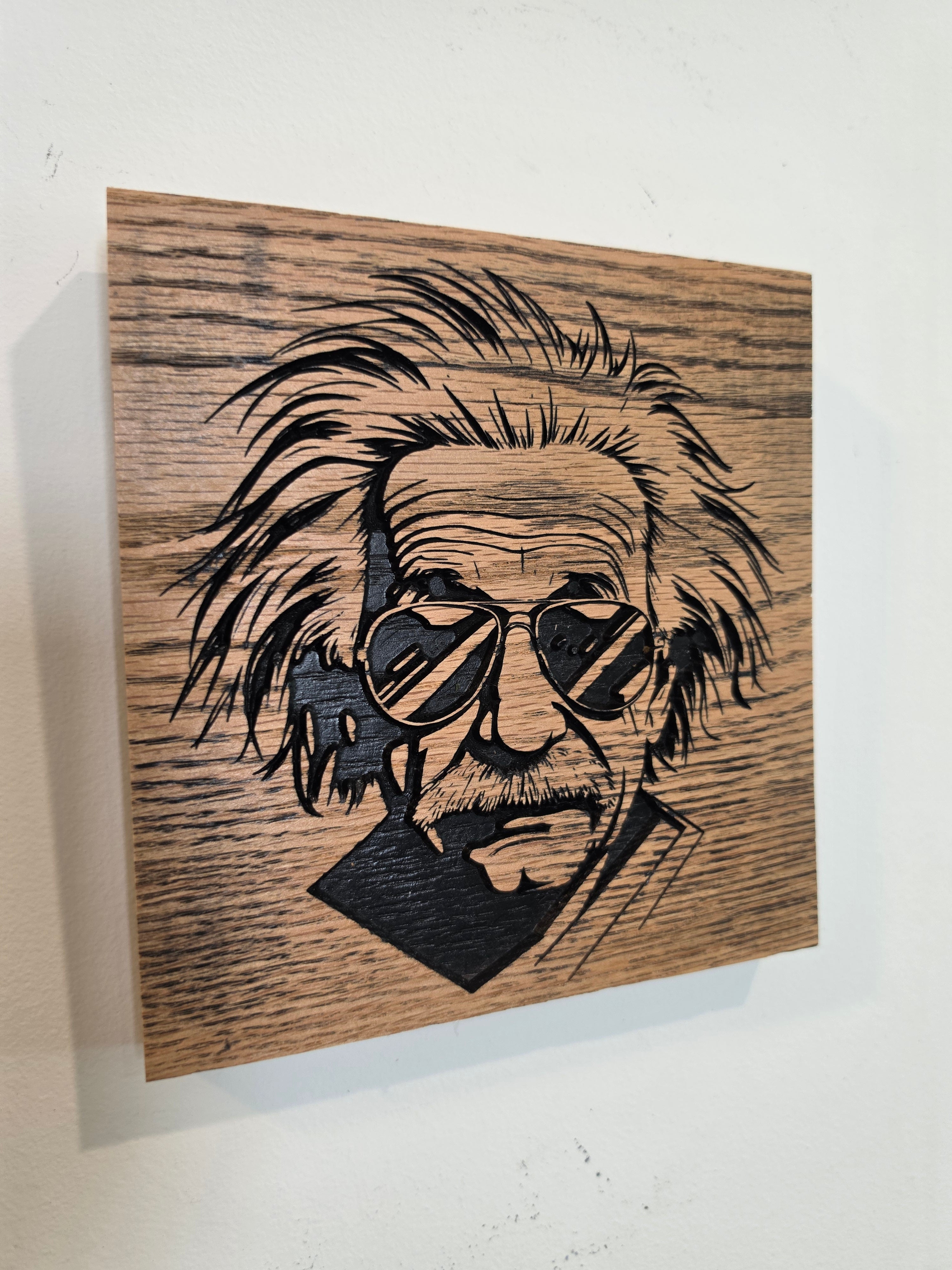 Cool Einstein Wood Wall Art — Red Oak