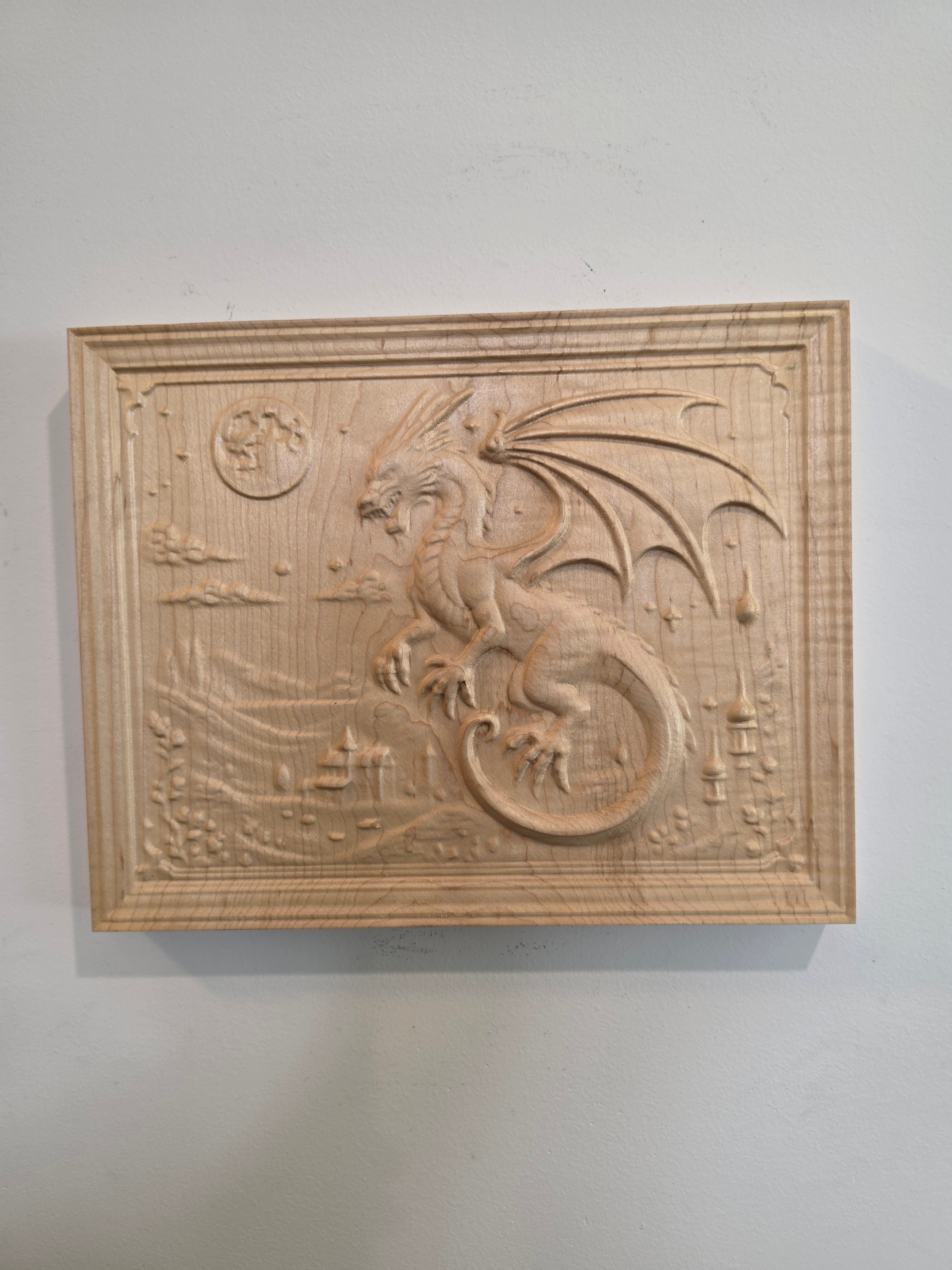 Dragon 3D Relief Wood Wall Art — Maple