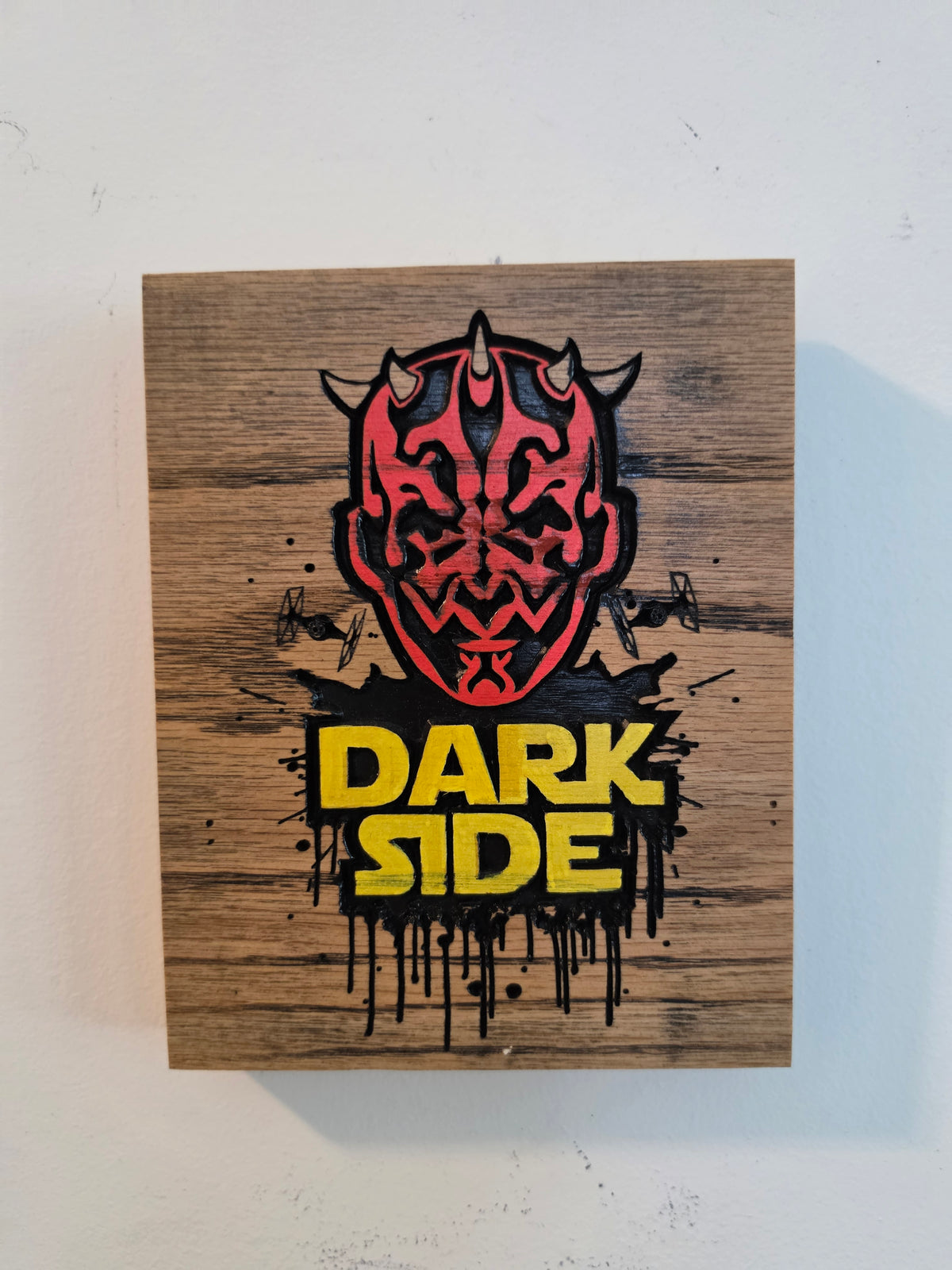 Darth Maul Dark Side Vcarve Engraving Wood Wall Art — Red Oak