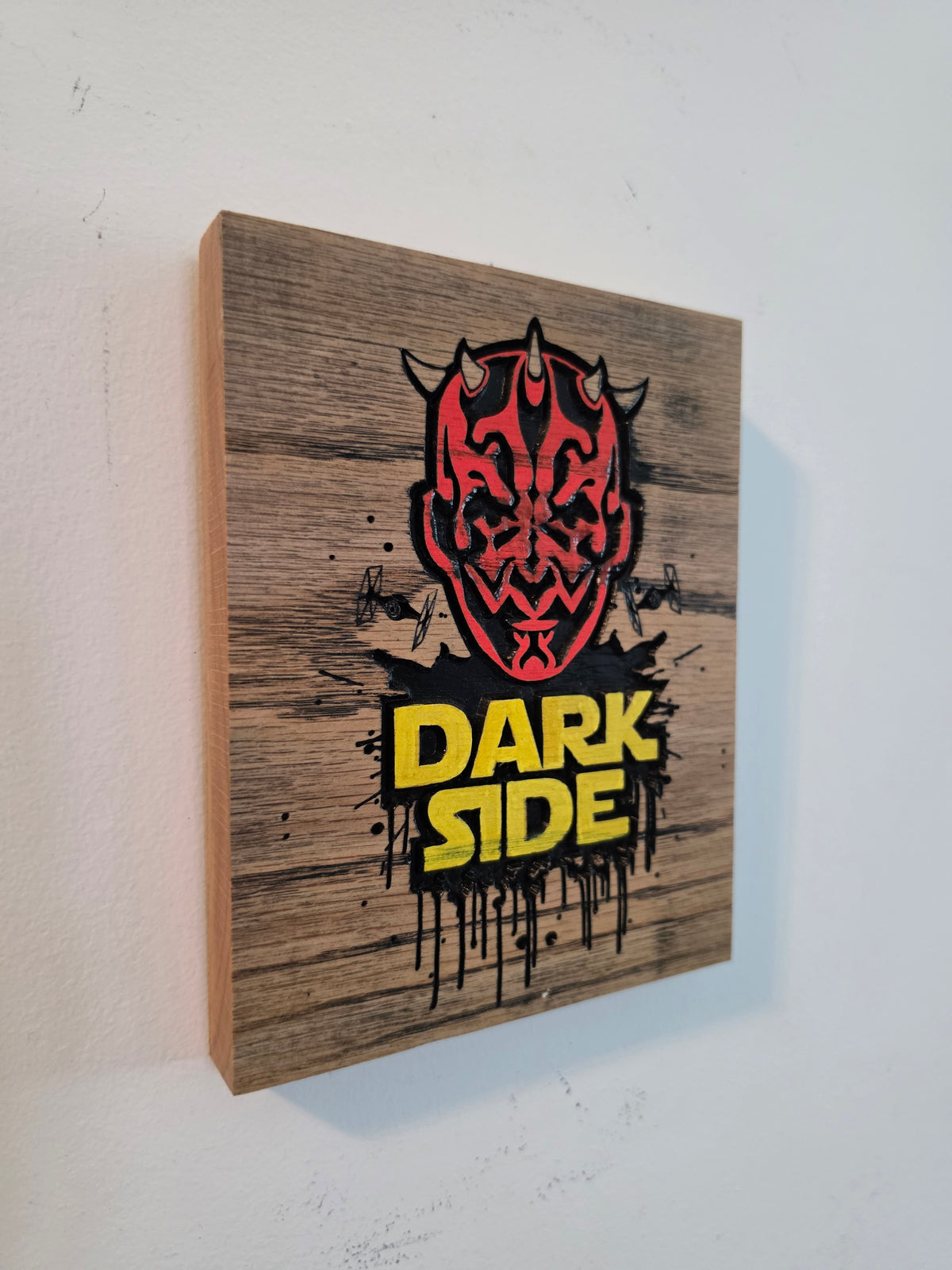 Darth Maul Dark Side Vcarve Engraving Wood Wall Art — Red Oak