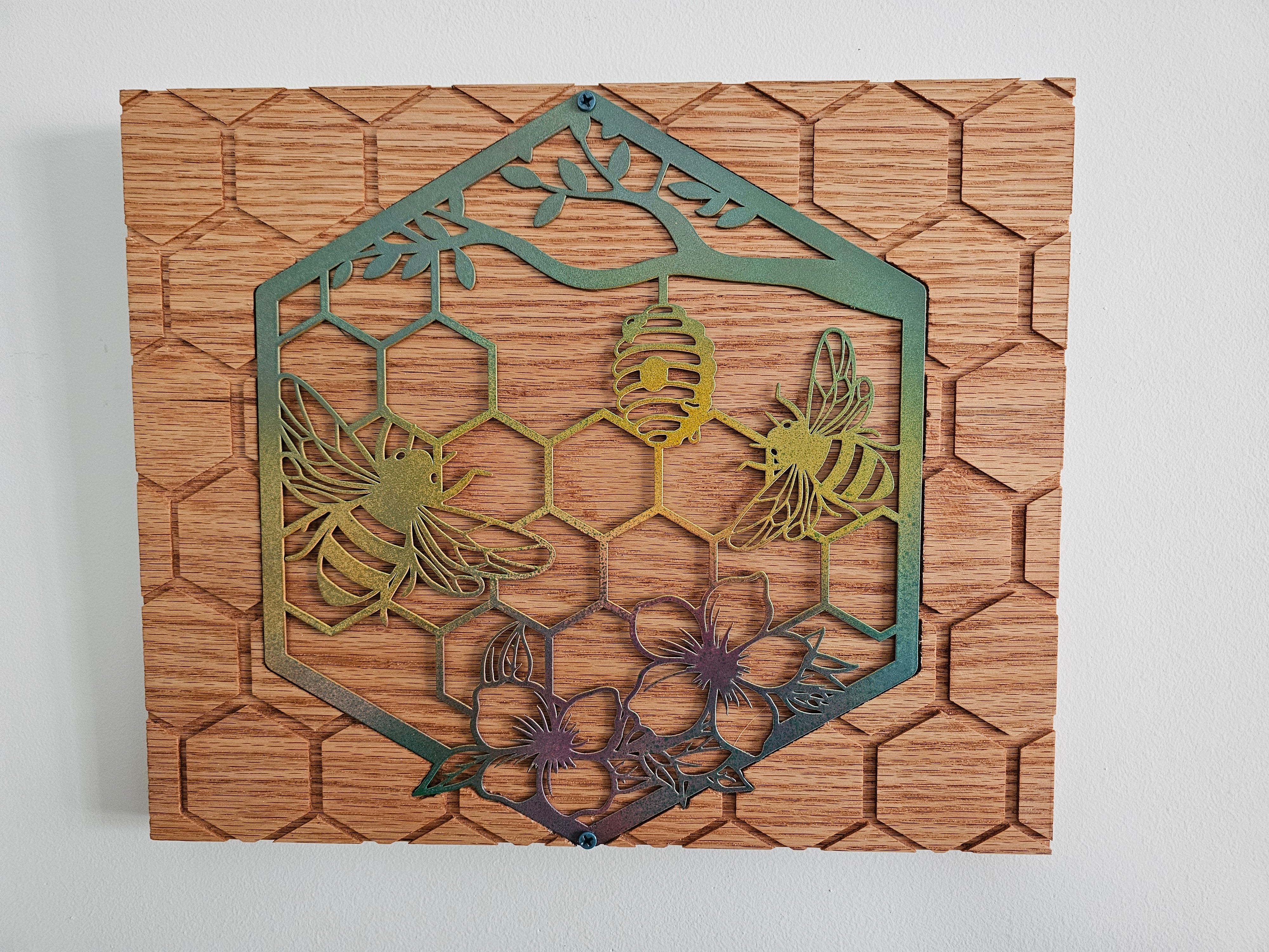 Honeybee Wood & Metal Wall Art