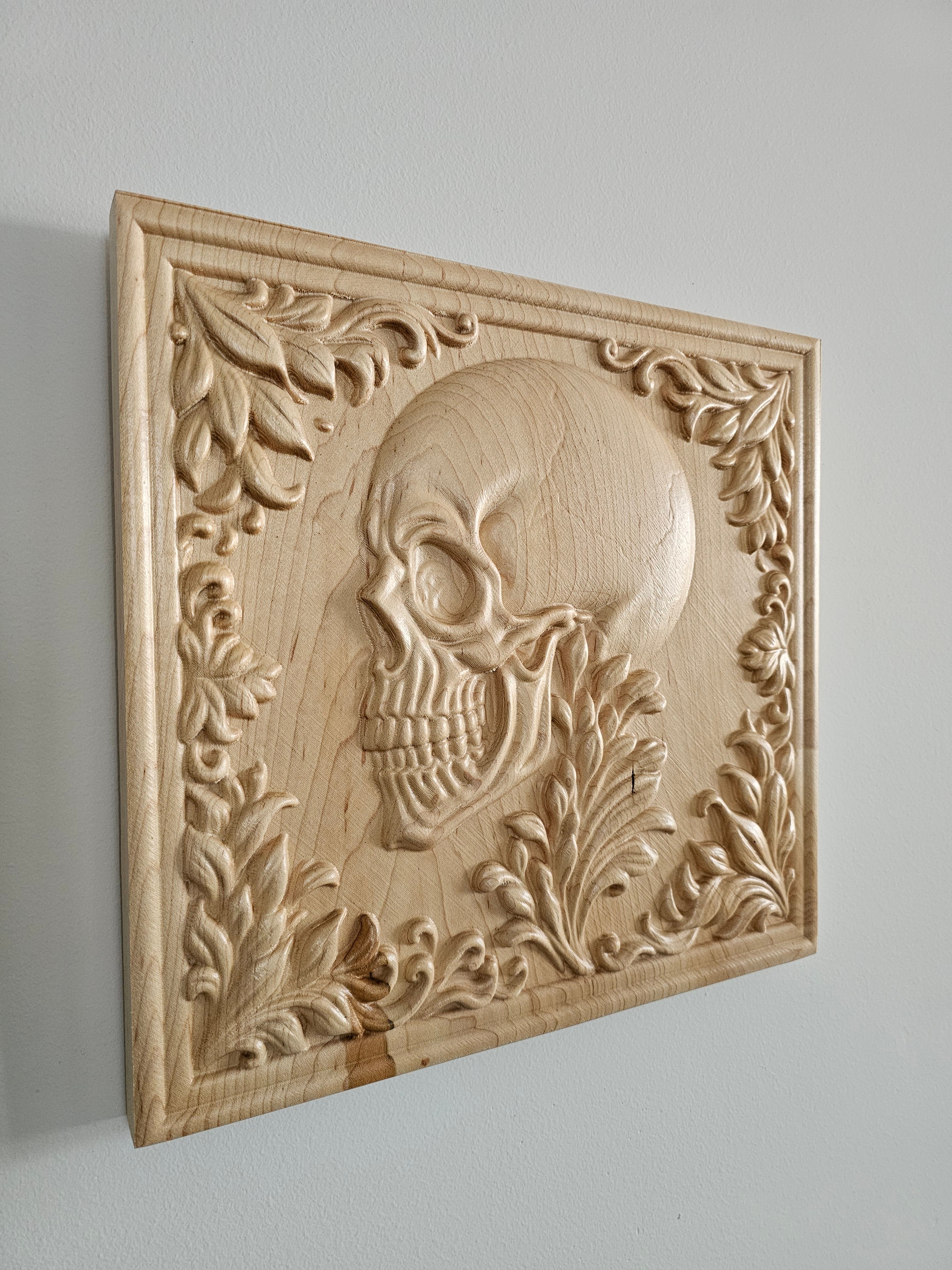 Skull & Botanicals Wood Wall Art