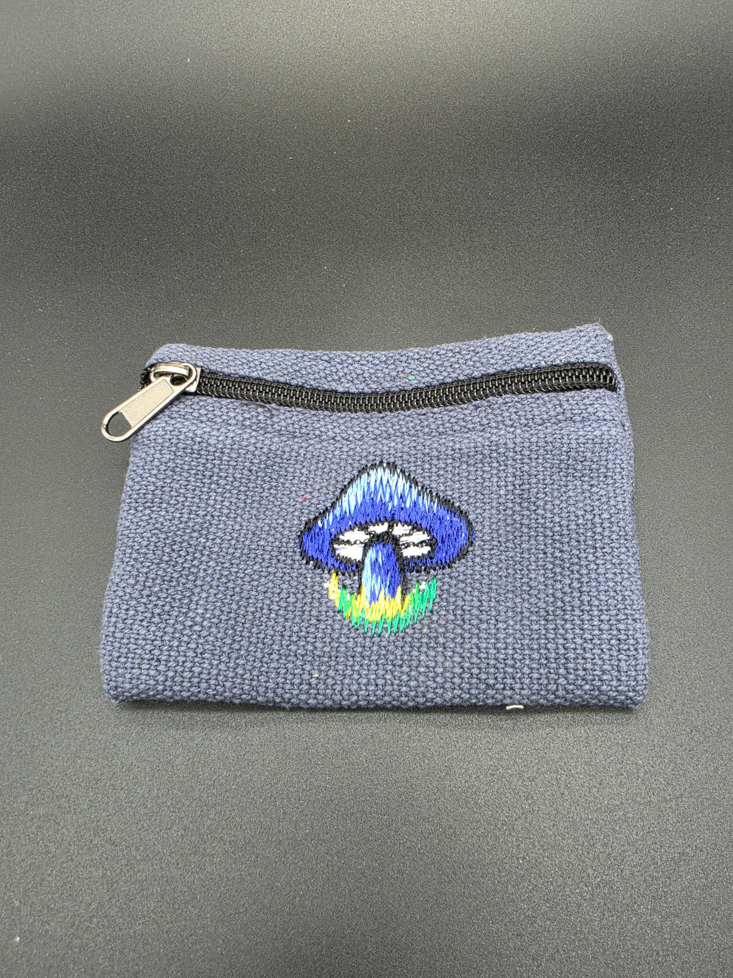 Embroidered Mushroom Coin Purse – Handmade Cotton Zip Pouch