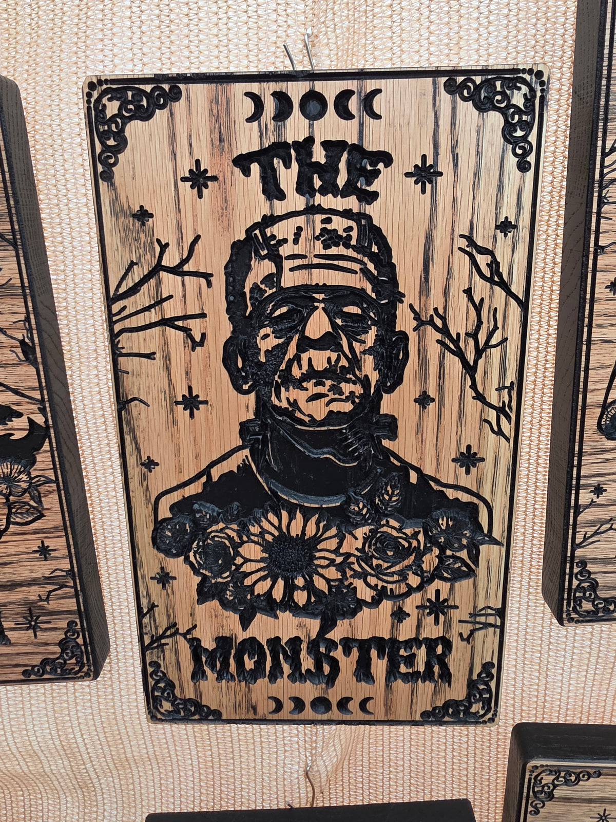 The Monster Gothic Portrait Carved Wood Wall Art — Oak
